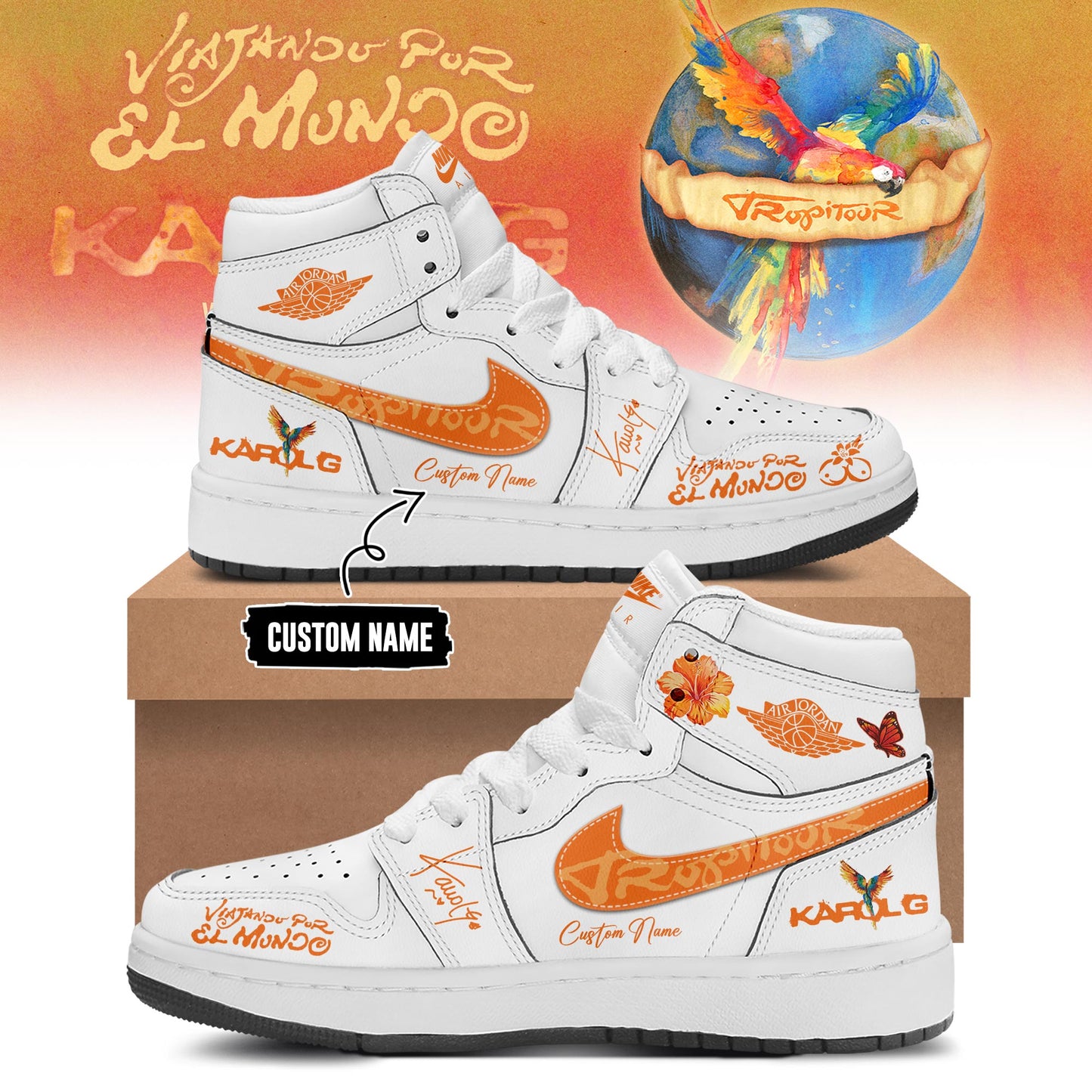 Karol G - Viajando Por El Mundo Tropitour 2026 Limited Edition AJ1 Sneakers | DN95