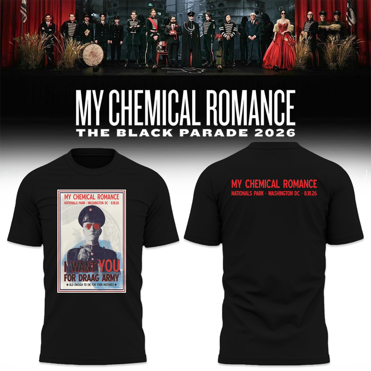 Limited Edition MCR Long Live The Black Parade Tour US 2026 At Washington, D.C Tshirt | AD47