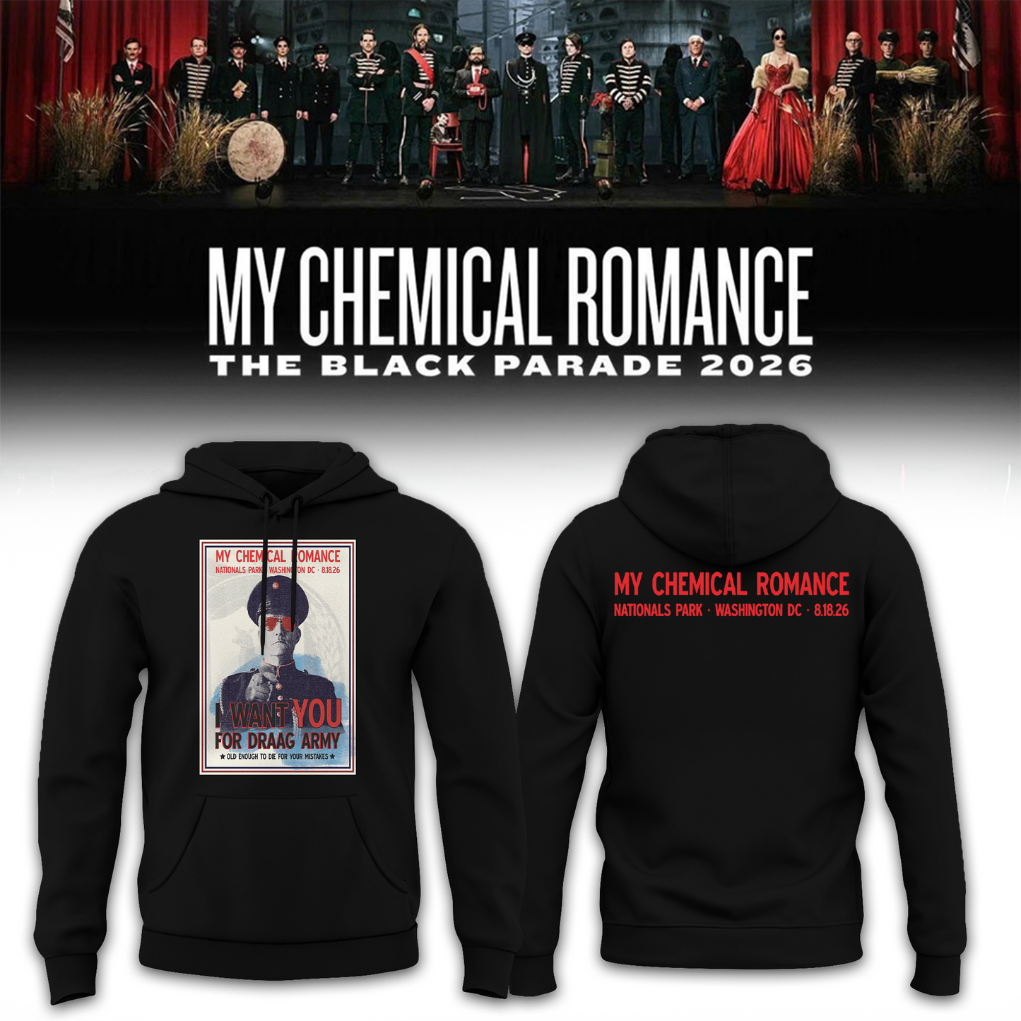 Limited Edition MCR Long Live The Black Parade Tour US 2026 At Washington, D.C Hoodie | PY27