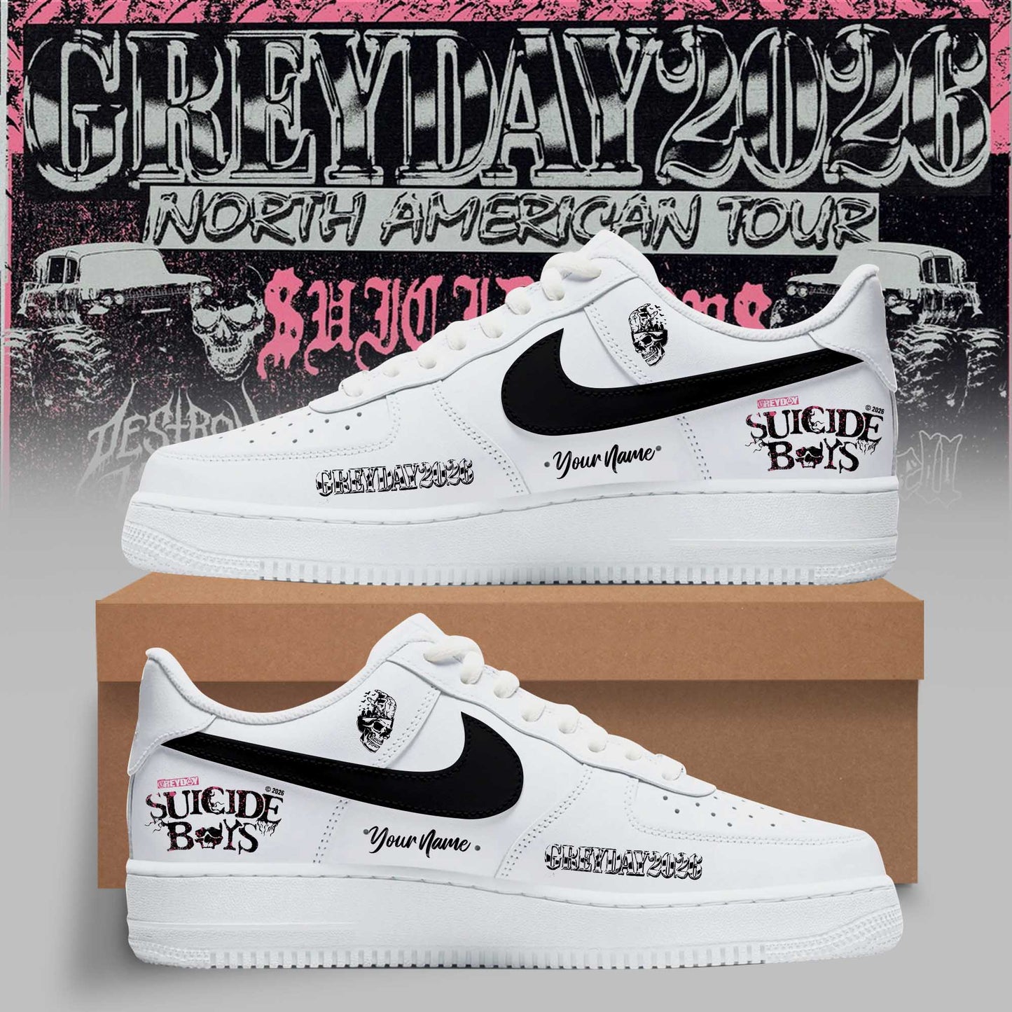 SuicideBoyS Greyday Tour 2026 Merch - North American Tour AF1 Shoes | ML54