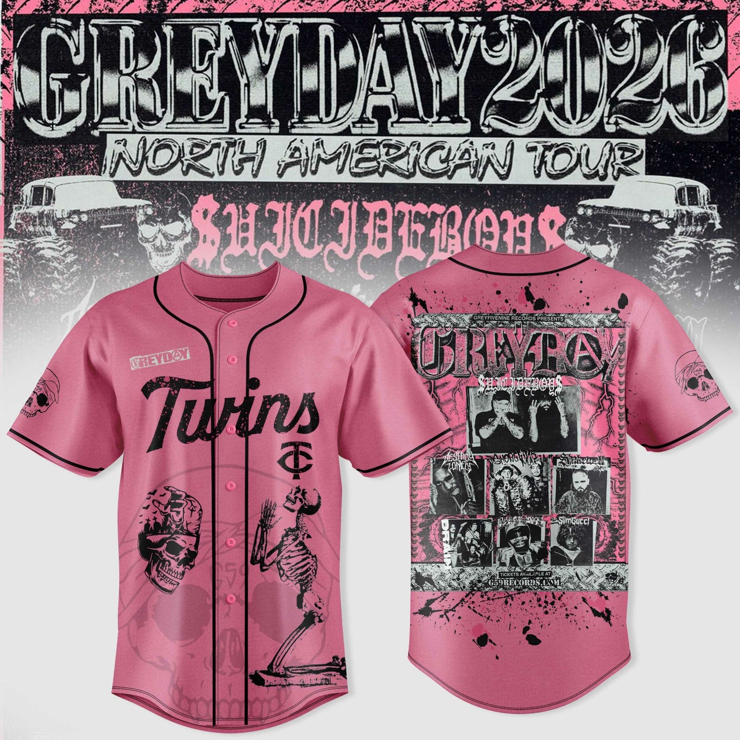 SuicideBoyS Greyday Tour 2026 Merch - North American Tour Baseball Team Jersey | LI45