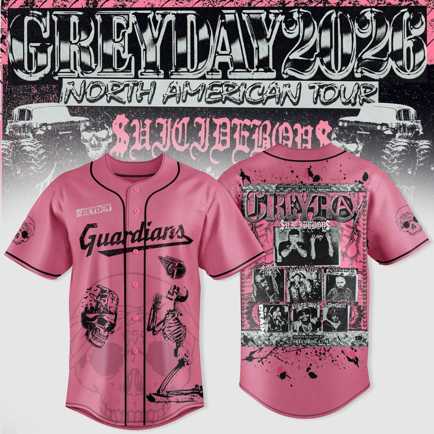 SuicideBoyS Greyday Tour 2026 Merch - North American Tour Baseball Team Jersey | LI45