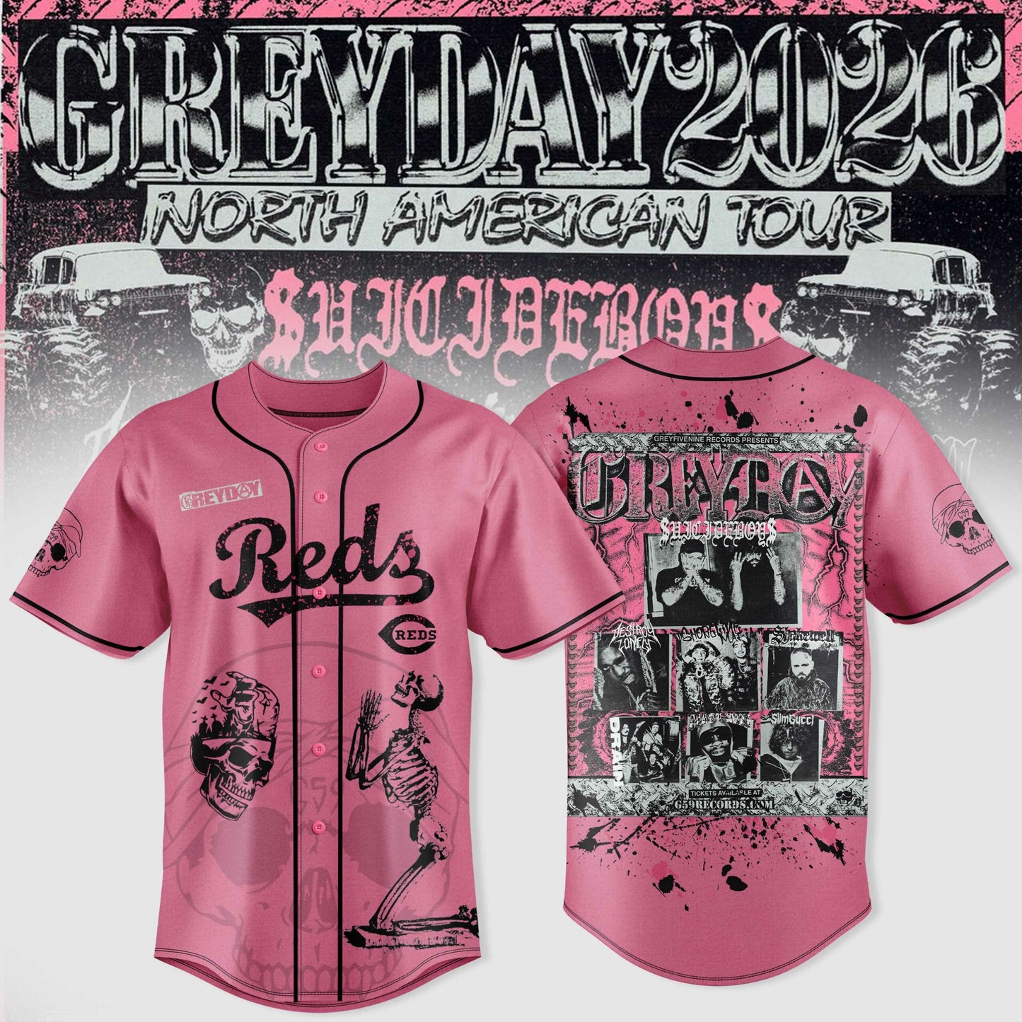SuicideBoyS Greyday Tour 2026 Merch - North American Tour Baseball Team Jersey | LI45