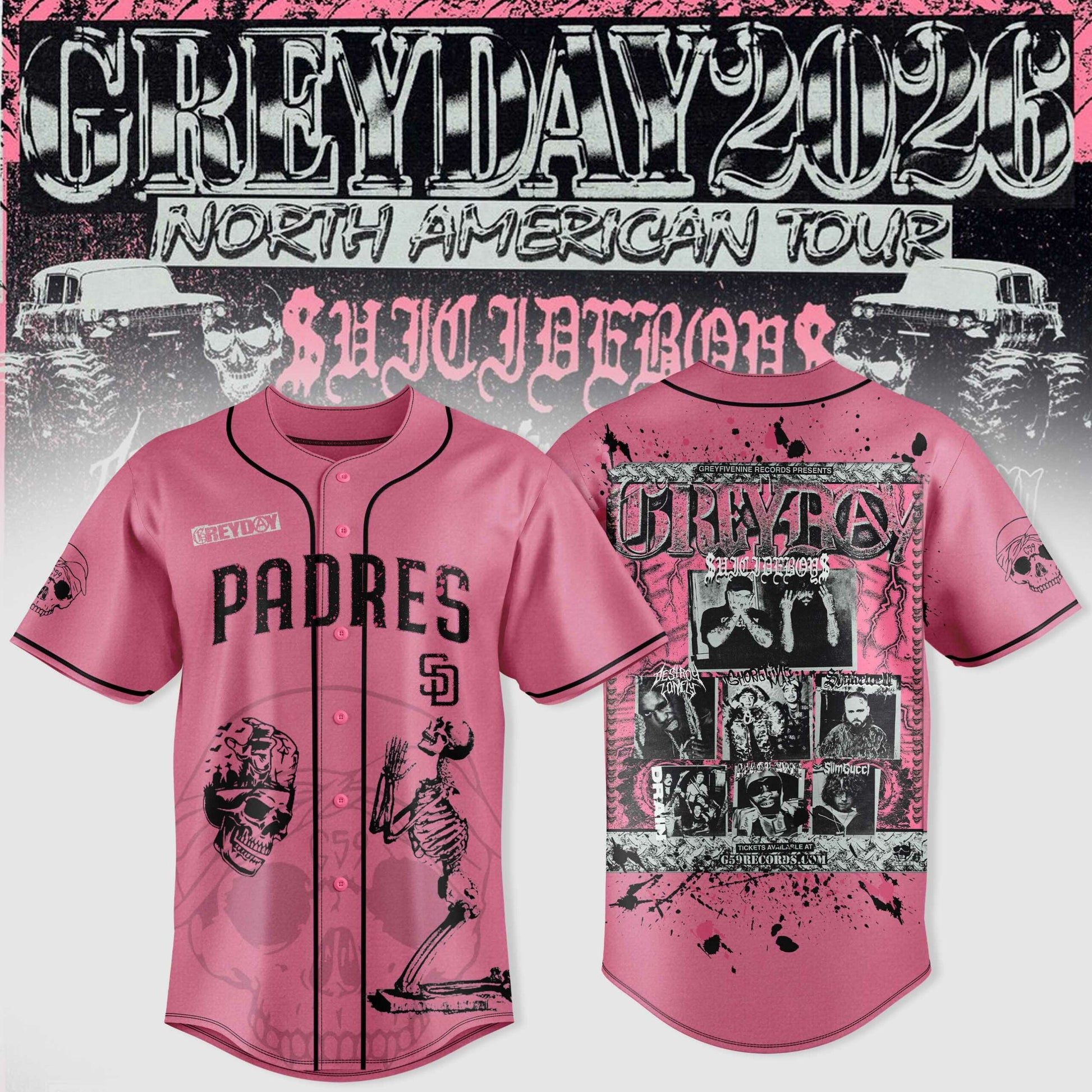 SuicideBoyS Greyday Tour 2026 Merch - North American Tour Baseball Team Jersey | LI45