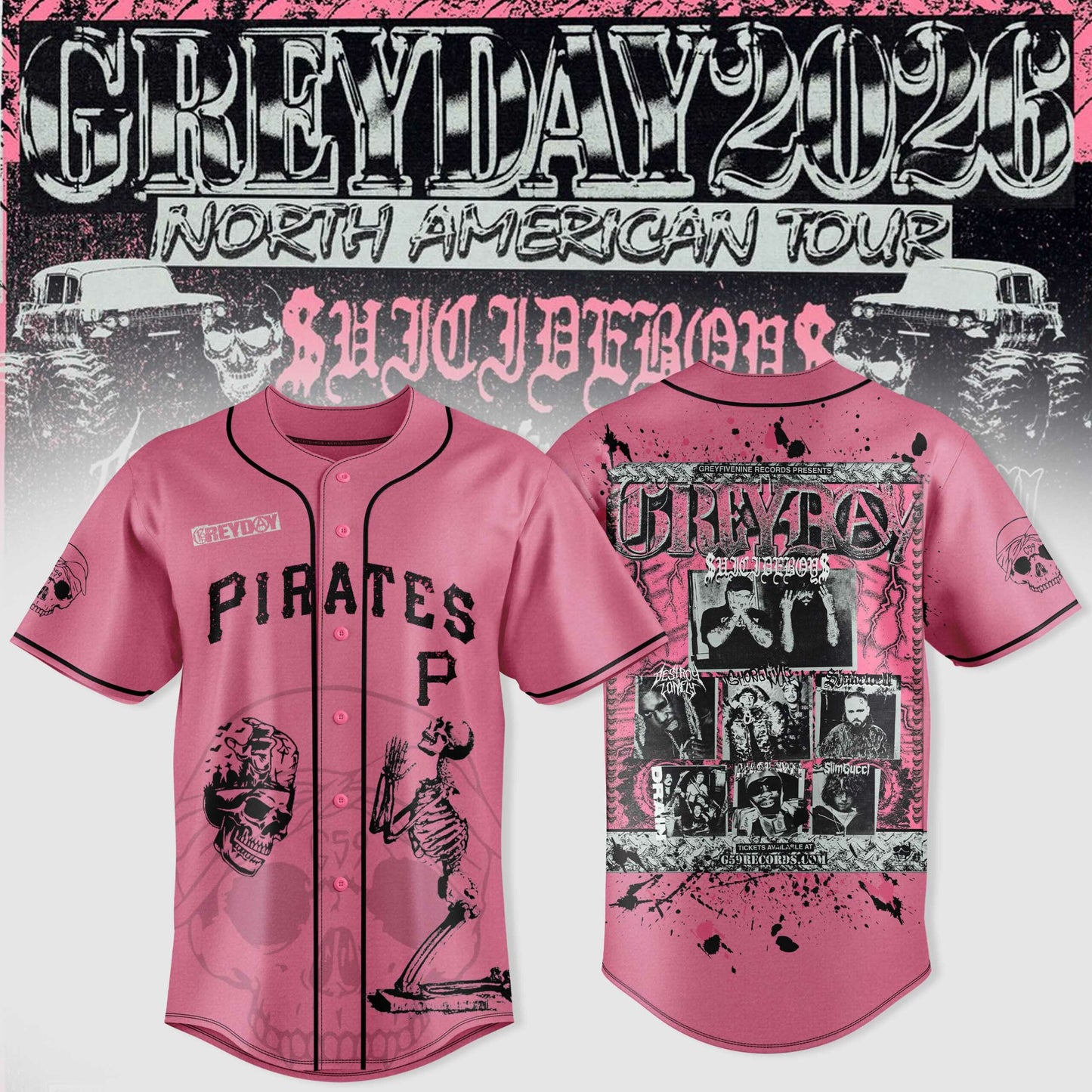 SuicideBoyS Greyday Tour 2026 Merch - North American Tour Baseball Team Jersey | LI45