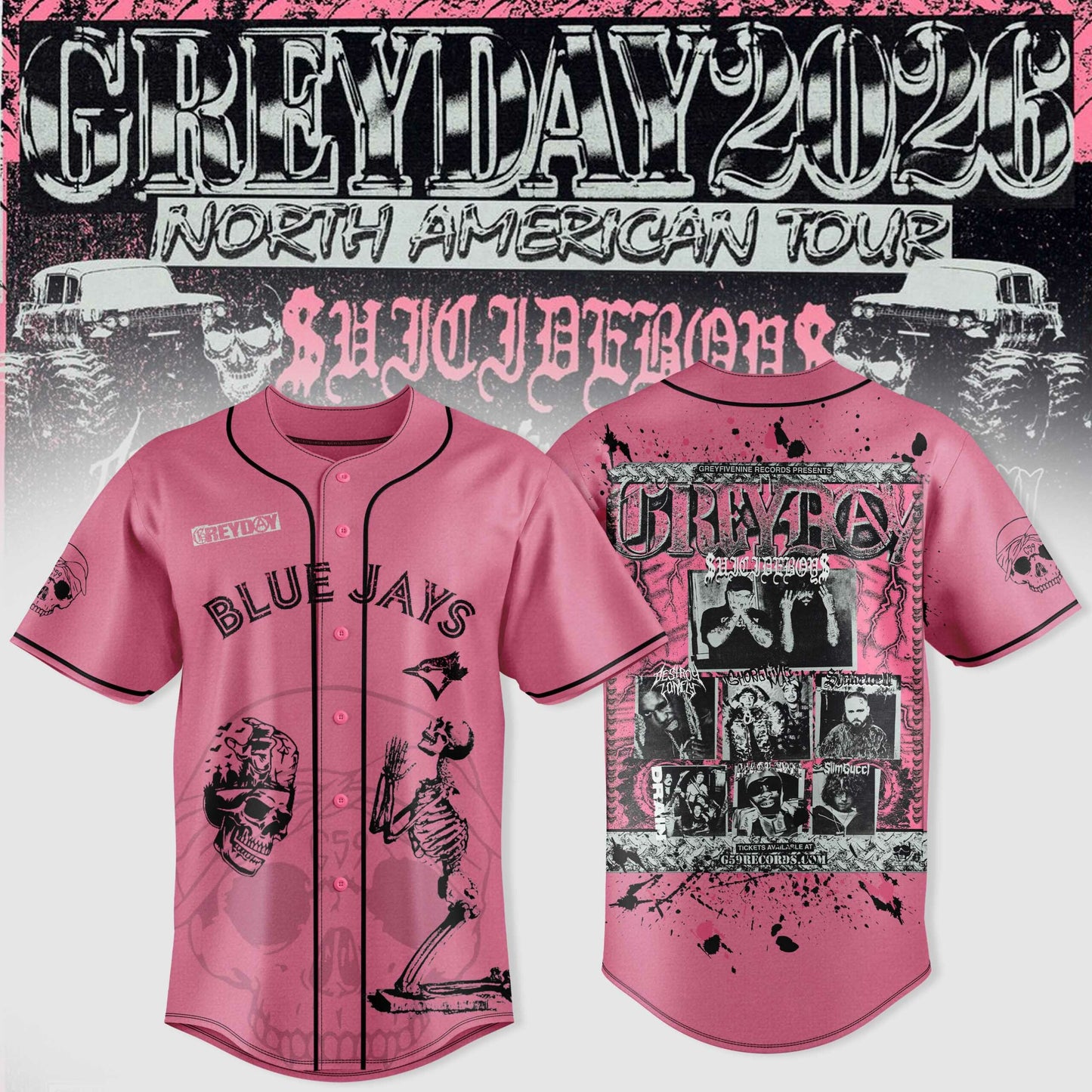 SuicideBoyS Greyday Tour 2026 Merch - North American Tour Baseball Team Jersey | LI45