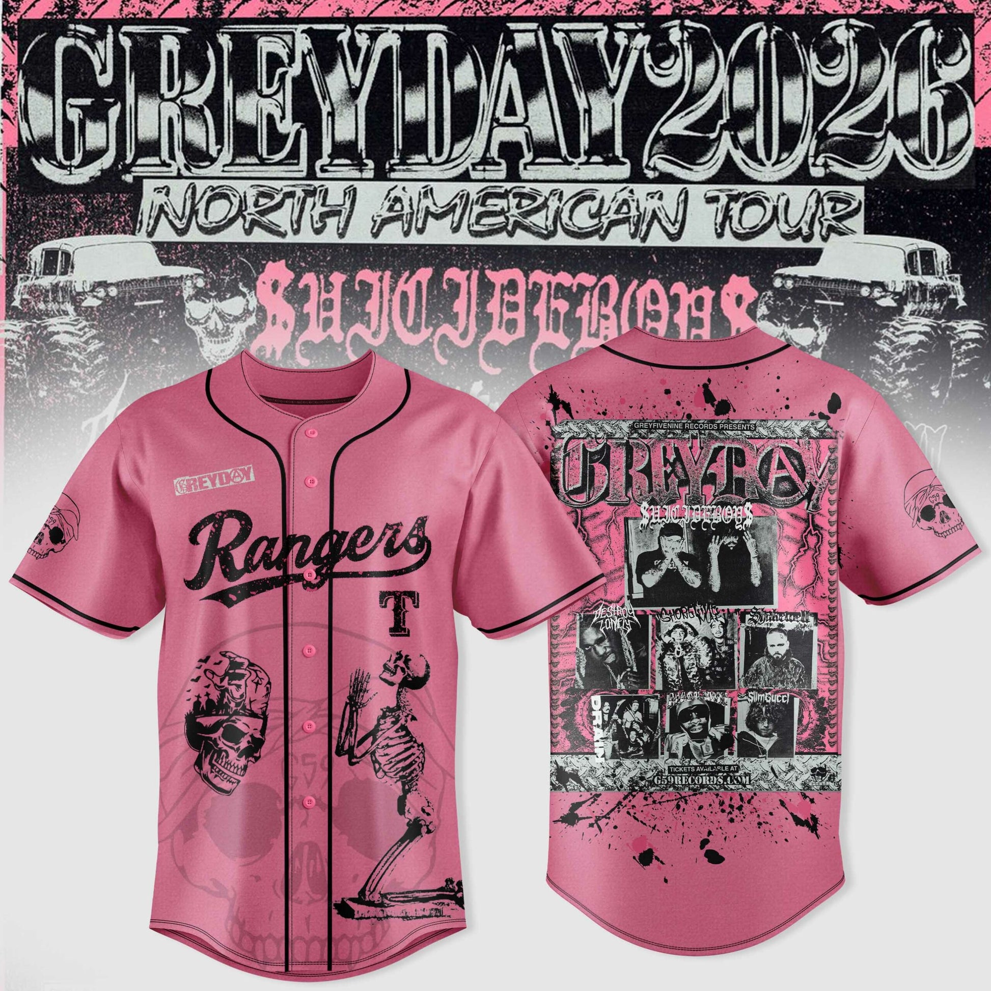 SuicideBoyS Greyday Tour 2026 Merch - North American Tour Baseball Team Jersey | LI45