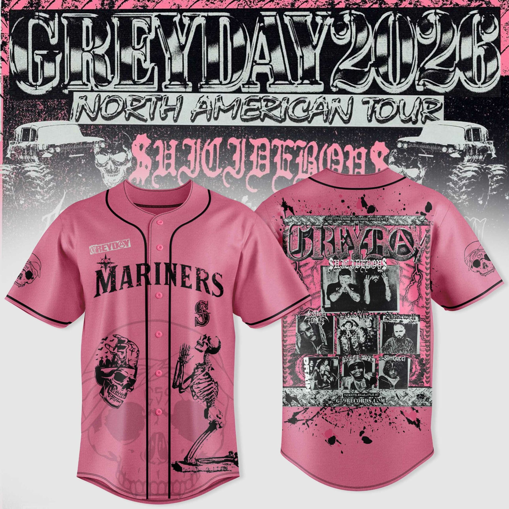 SuicideBoyS Greyday Tour 2026 Merch - North American Tour Baseball Team Jersey | LI45