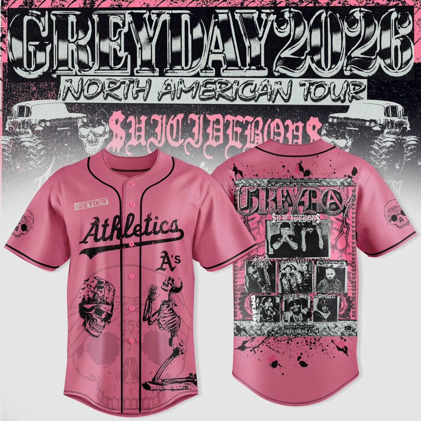 SuicideBoyS Greyday Tour 2026 Merch - North American Tour Baseball Team Jersey | LI45