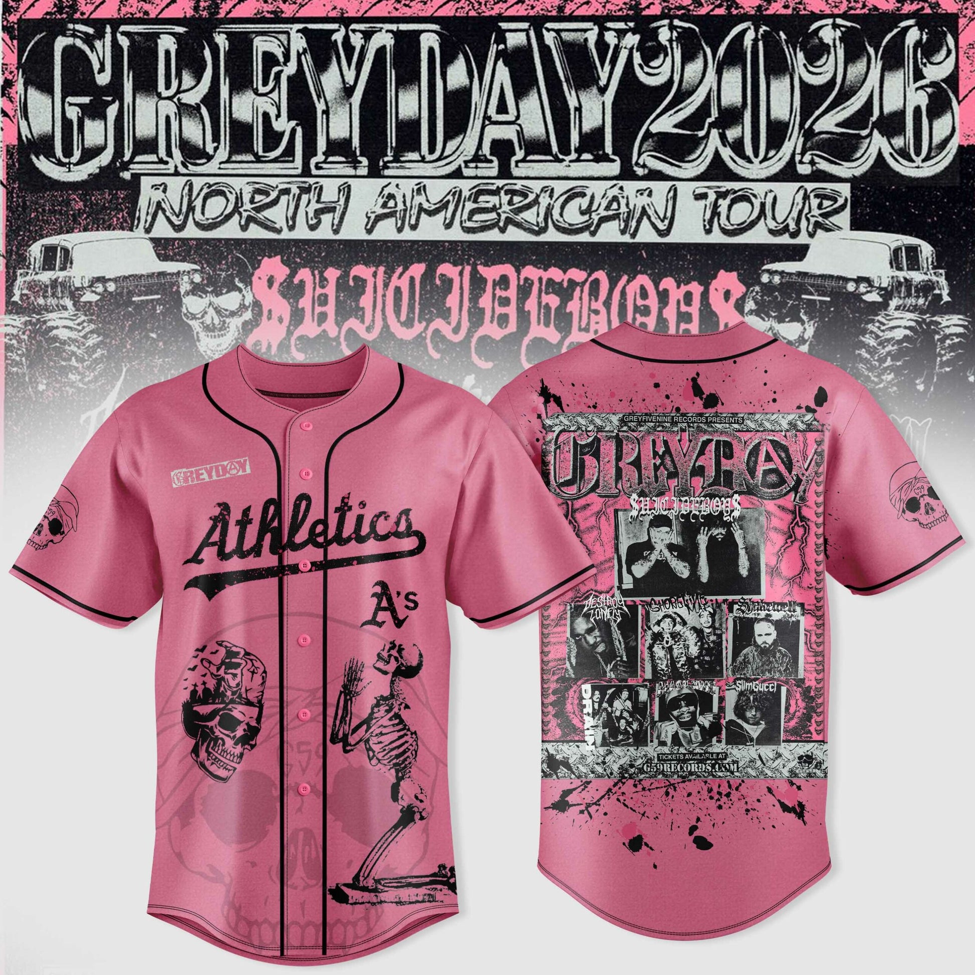 SuicideBoyS Greyday Tour 2026 Merch - North American Tour Baseball Team Jersey | LI45
