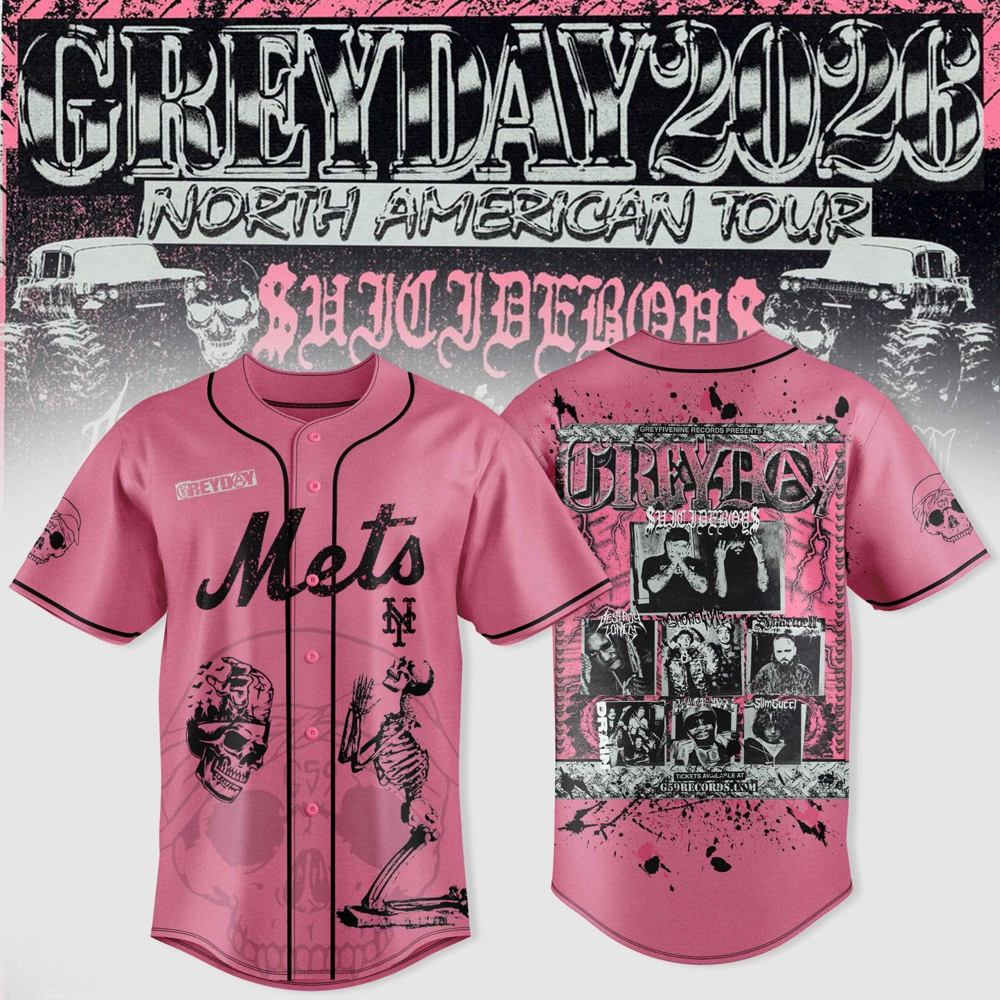 SuicideBoyS Greyday Tour 2026 Merch - North American Tour Baseball Team Jersey | LI45