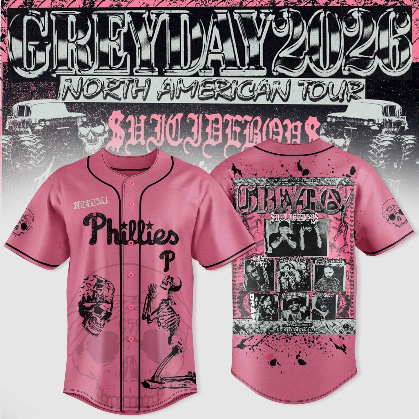 SuicideBoyS Greyday Tour 2026 Merch - North American Tour Baseball Team Jersey | LI45
