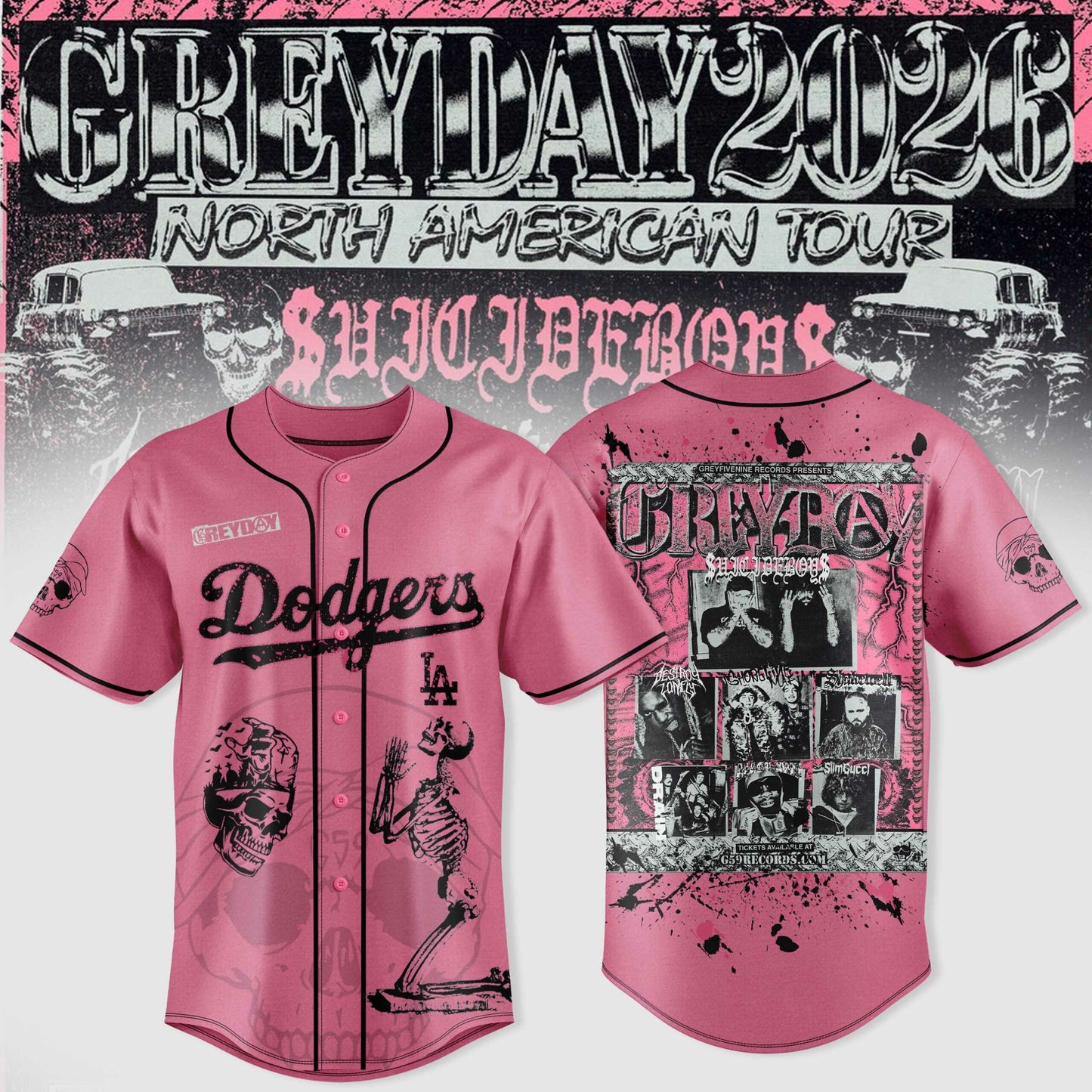 SuicideBoyS Greyday Tour 2026 Merch - North American Tour Baseball Team Jersey | LI45