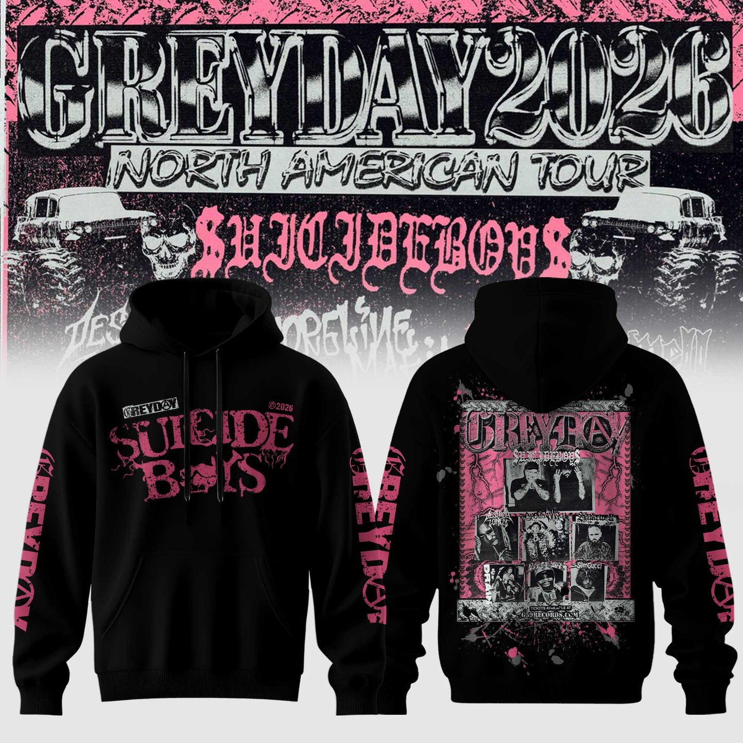 SuicideBoyS Greyday Tour 2026 Merch - North American Tour Hoodie | IJ86