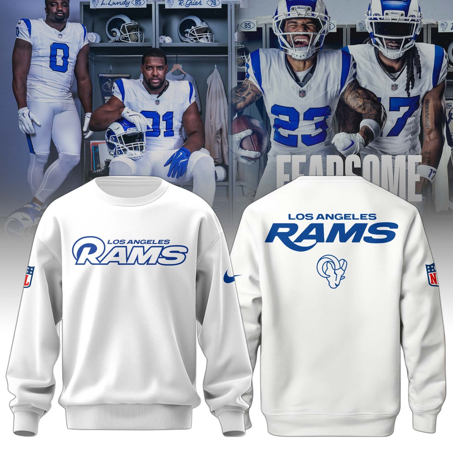 LAR Rams Classic Sol White Sweatshirt | JA35