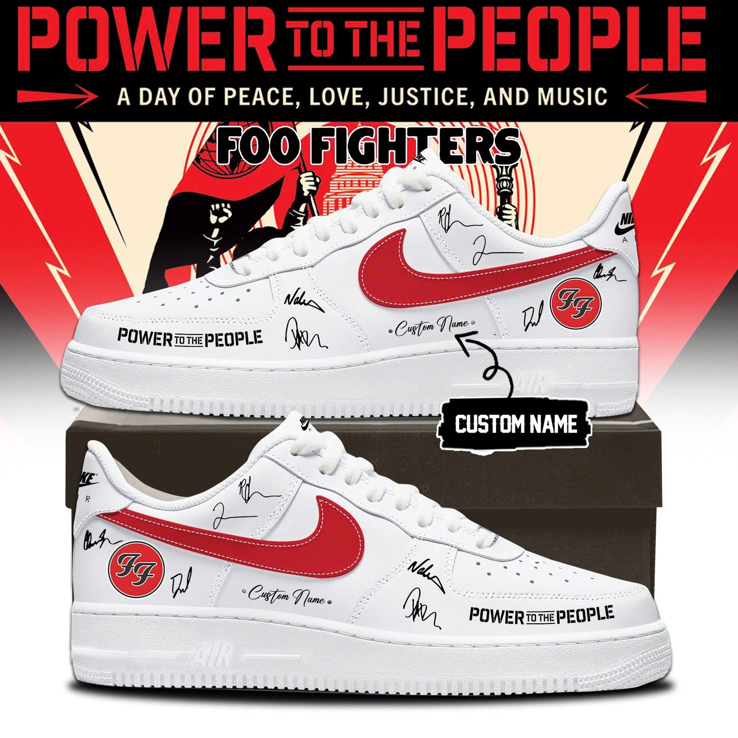 Foo Fighters -"Power to the people"- AF1 Limited Edition Signature - Shoes 1