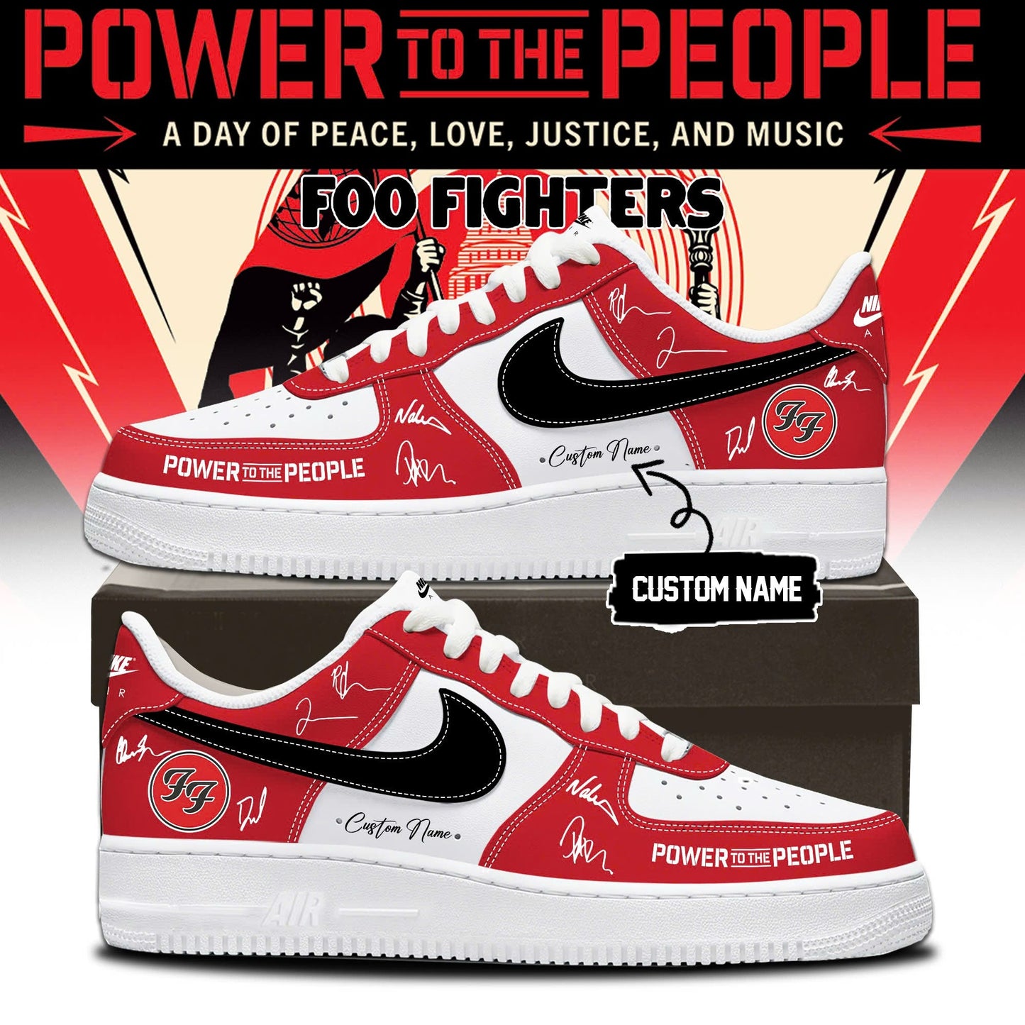 Foo Fighters -"Power to the people"- AF1 Limited Edition Signature - Shoes 4