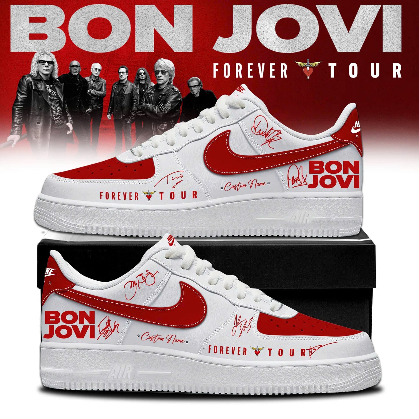 Bon Jovi Forever Tour 2026 Limited Edition AF1 Sneakers Concert Merch