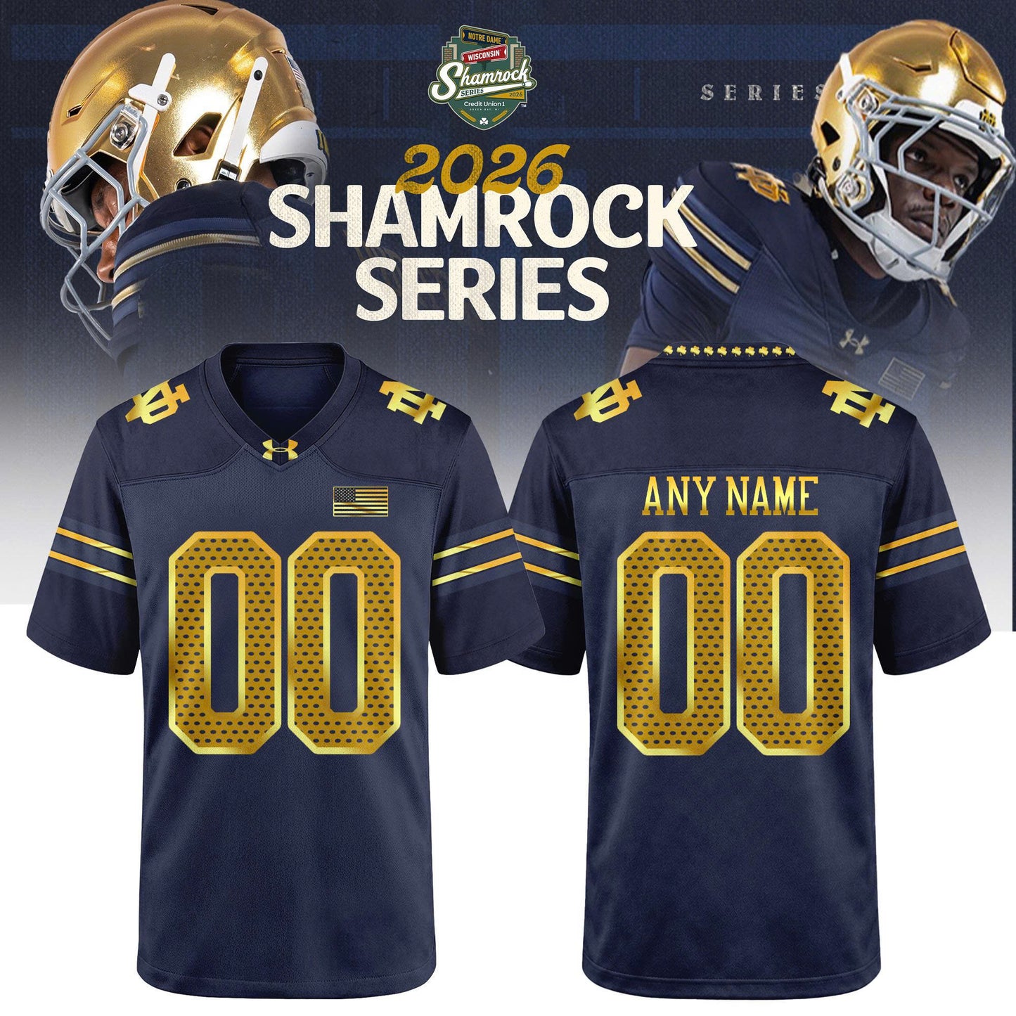 Notre DameFootball 2026 Shamrock Series Custom Name ANotre DameNumber Limited Editions Jersey